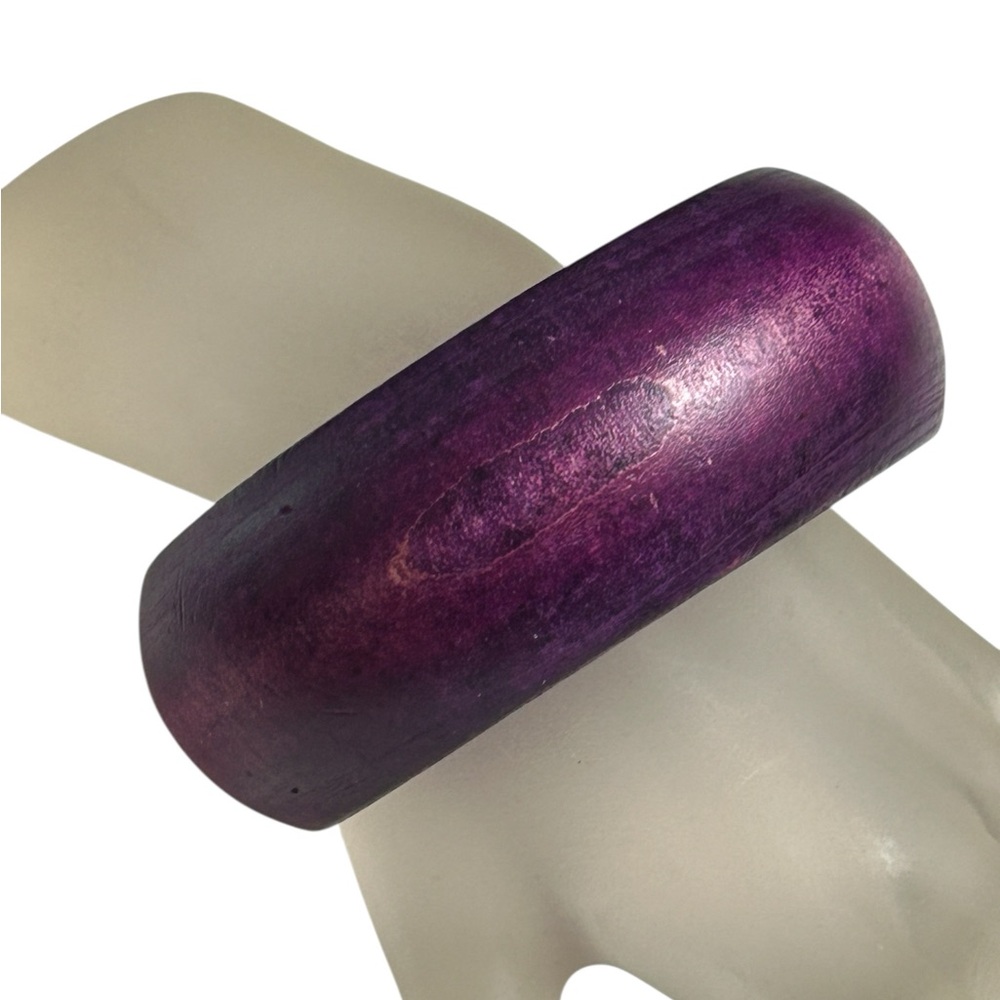 Sika Purple Large Chunky Wood Bangle Bracelet Vintage  Preowned